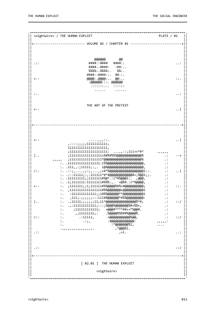 ASCII chapter-opening illustration inside The Social Engineer