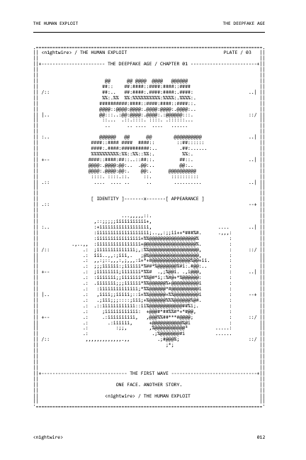 ASCII chapter-opening illustration inside The Deepfake Age